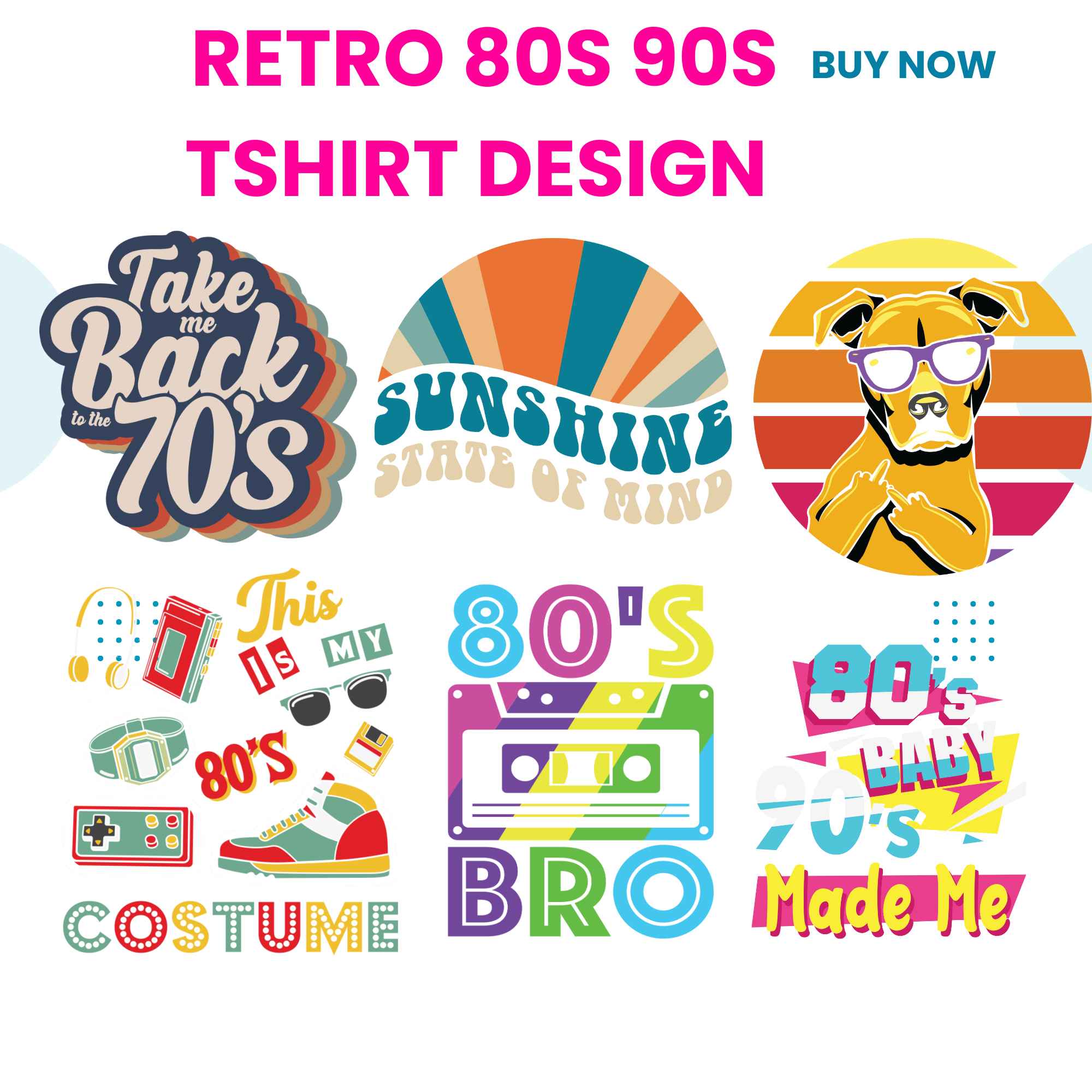 Retro 80s 90s Tshirt Design Bundle